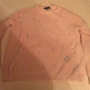 Oversized sweaters pink with gems